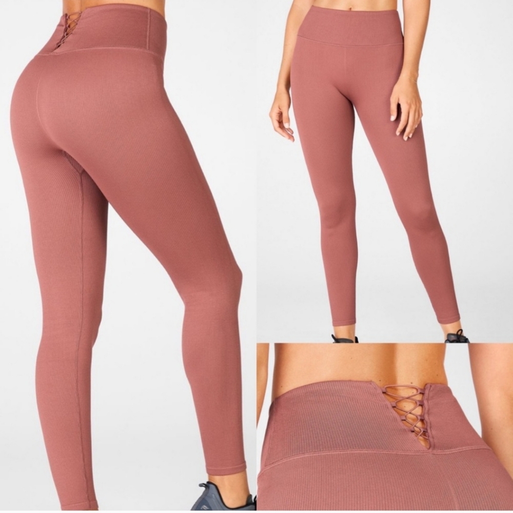 Fabletics Cherry Mocha Ribbed Leggings - Picture 5 of 9